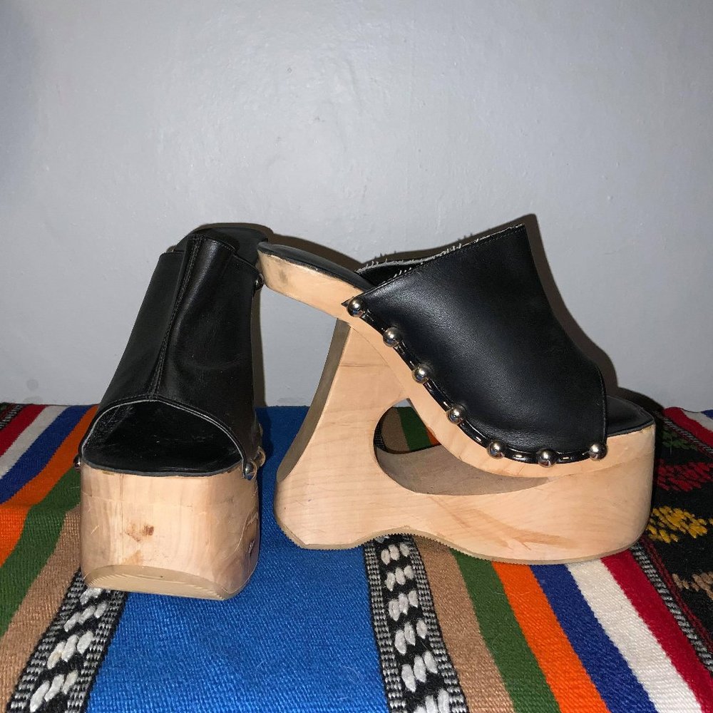 90s Wooden Platform Shoes /90s Club Kid Shoes Sz 8